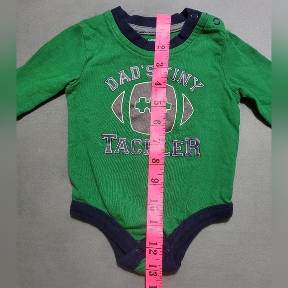 4/$15 - George- Green Long Sleeve Romper Diaper Shirt -  3-6M - Picture 3 of 5